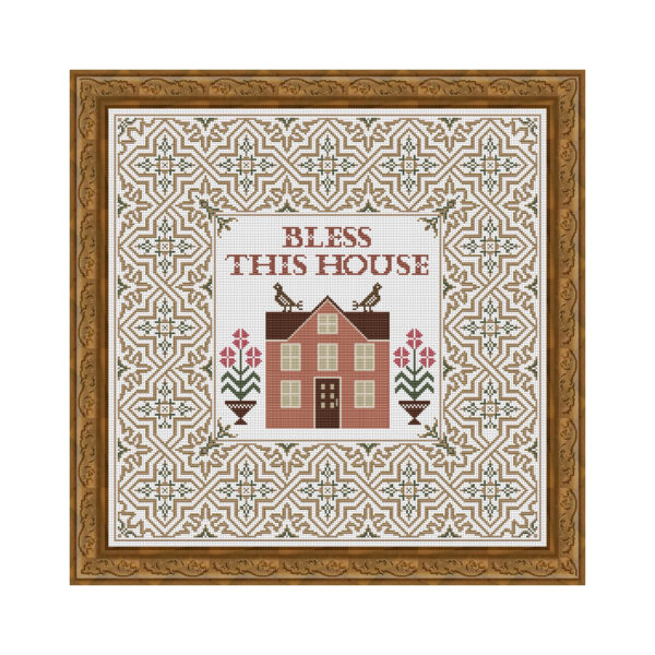 cross stitch pattern Bless this house in digital pdf and jpeg format