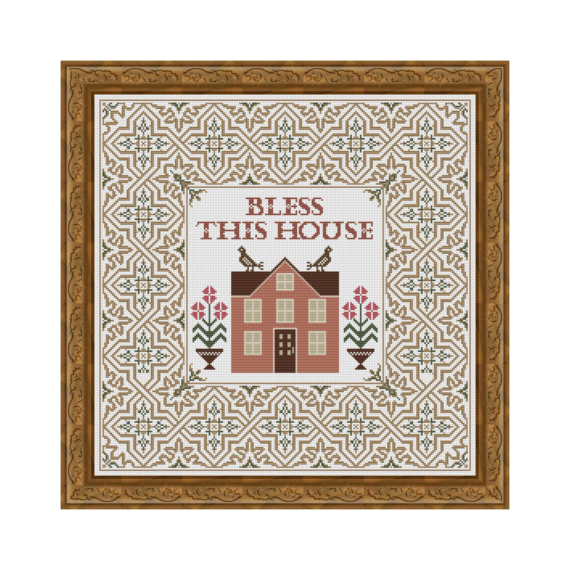 cross stitch pattern Bless this house in digital pdf and jpeg format